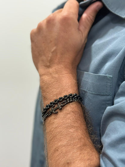 Pulseira Corrente Âncora Preta | VON VON x Ricardo Azedo